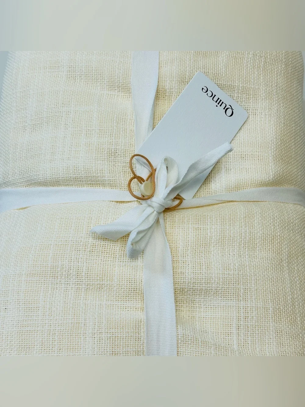 NWT QUINCE Set Of 2 48x96 Cotton Sheer Curtains Ivory 0220